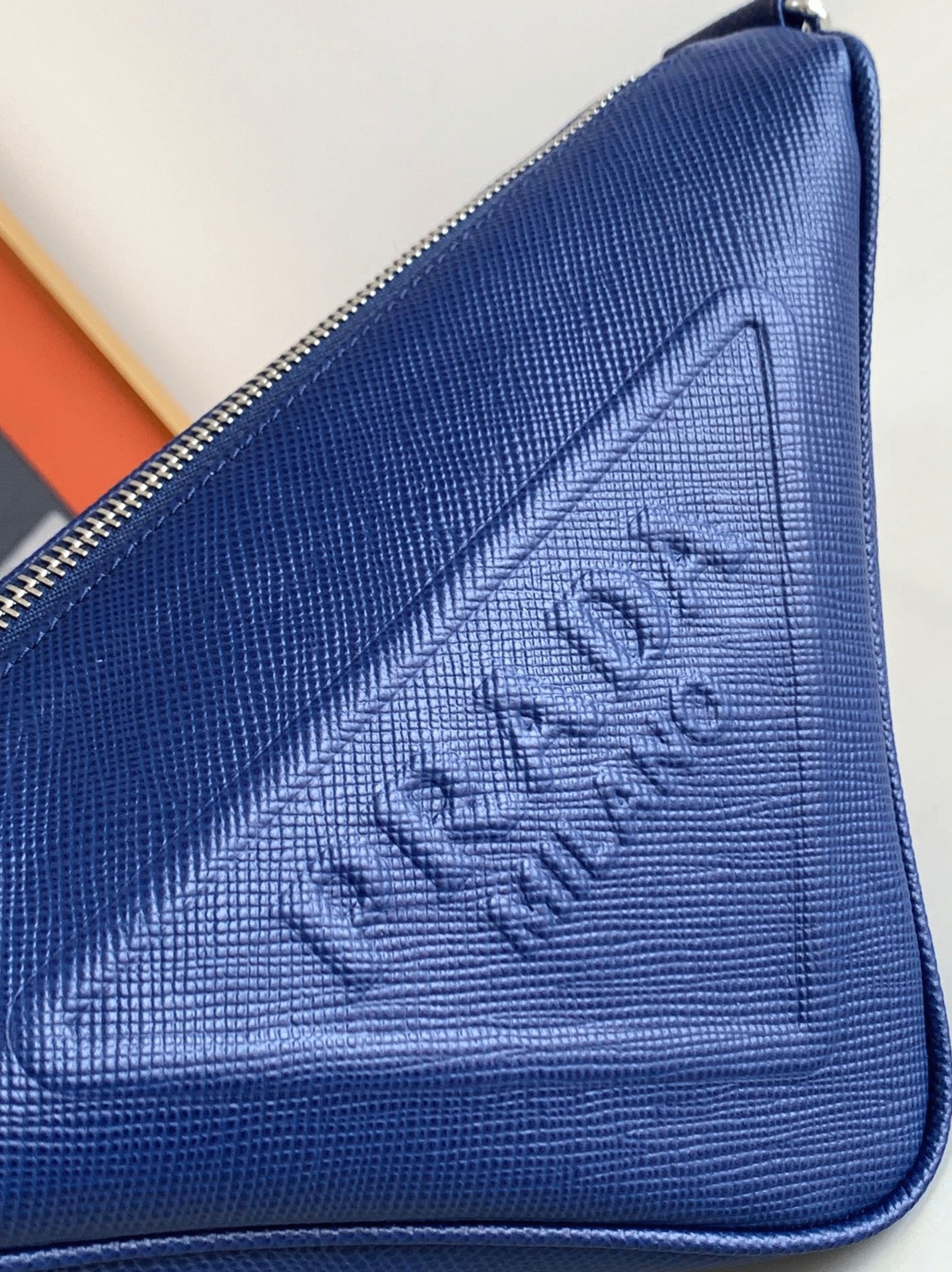 Prada Triangle Shoulder Bag Replica in Blue angle 4