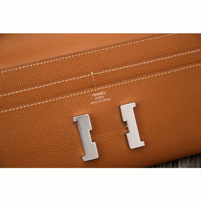 Brown replica Hermes Constance wallet angle 2