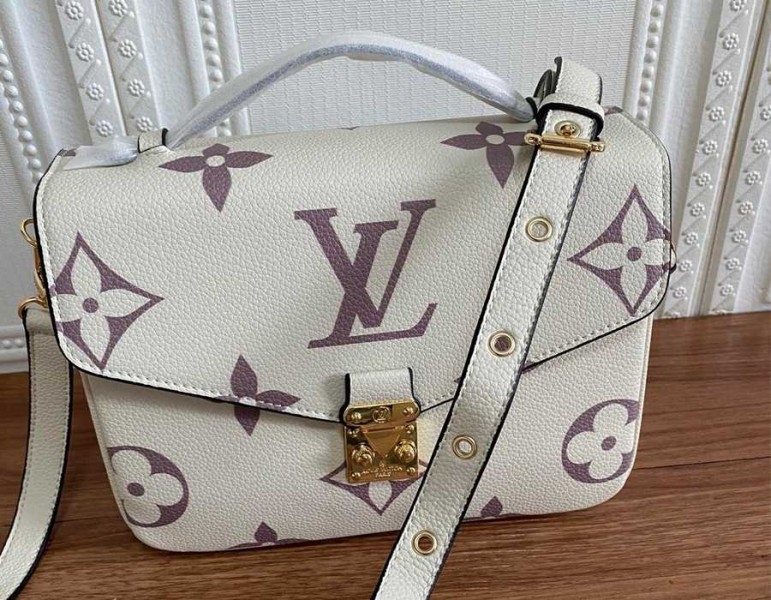 Louis Vuitton Bicolor Monogram Empreinte Metis Bag In Cream And Bois De Rose Pink angle 2