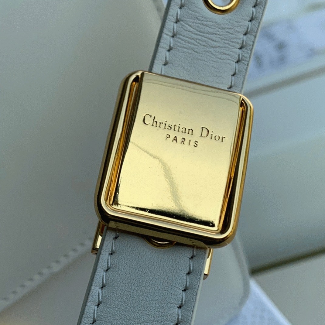 Dior 30 Montaigne Medium Bag Fake in White Box Calfskin angle 2