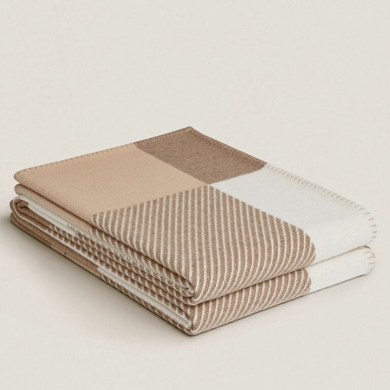 Best replica Hermes H Riviera blanket in beige wool and cashmere