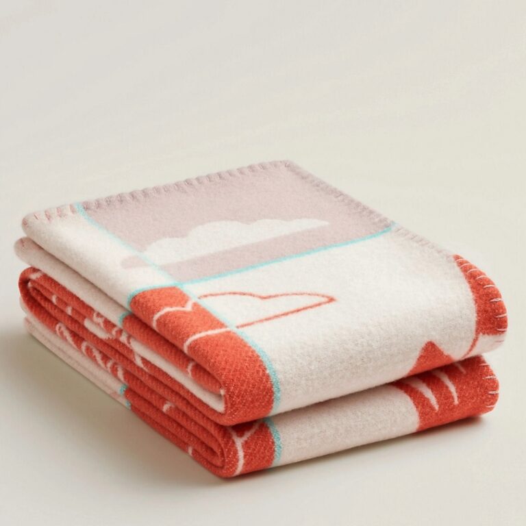 Faux Hermes Avalon Epopee blanket in mandarine wool and cashmere