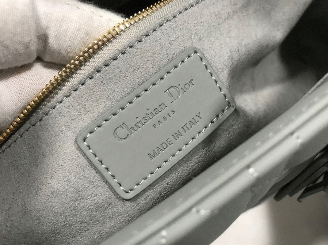 Dior Lady Dior Large Bag Fake in Grey angle 5