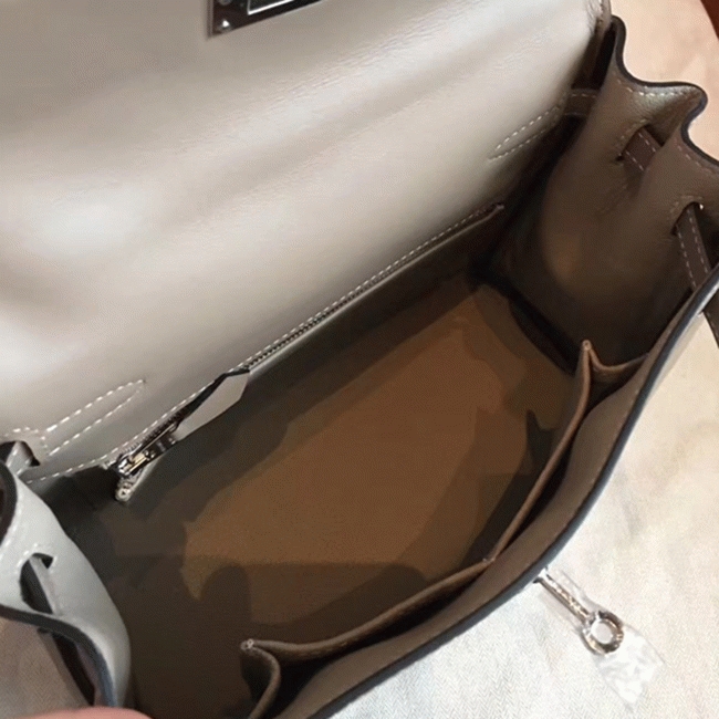 Grey Swift Knockoff Hermes Retourne Kelly 25cm Luxe Tote angle 2