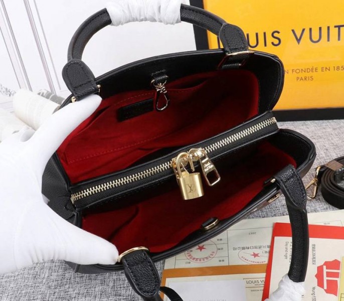 Louis Vuitton Monogram Empreinte Montaigne BB In Black angle 3