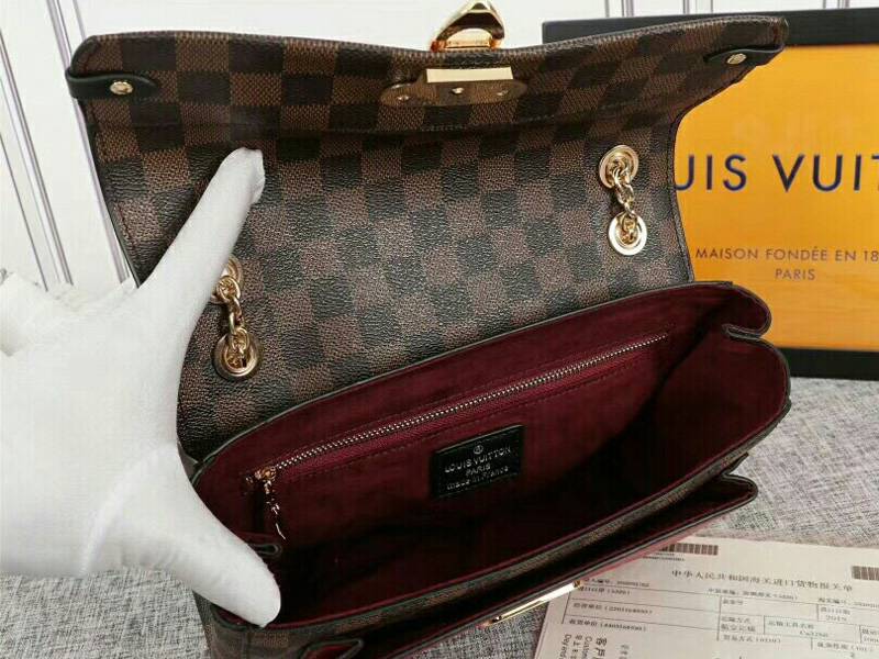 Louis Vuitton Damier Ebene Canvas Vavin PM Bag In Bordeaux Red angle 3