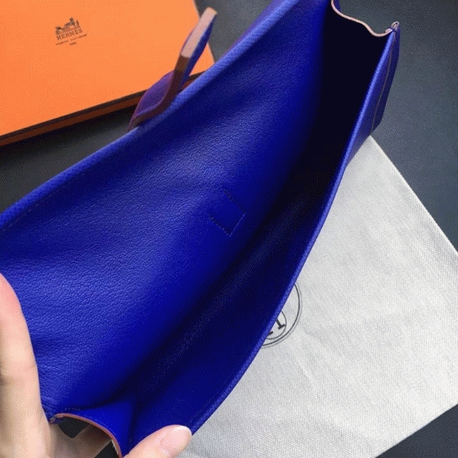 Electric Blue Epsom Replica Hermes Jige Elan 29 Modern Clutch angle 5