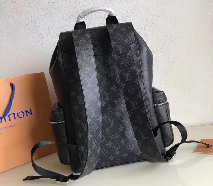 Louis Vuitton Taiga Leather Outdoor Backpack In Eclipse Black angle 3