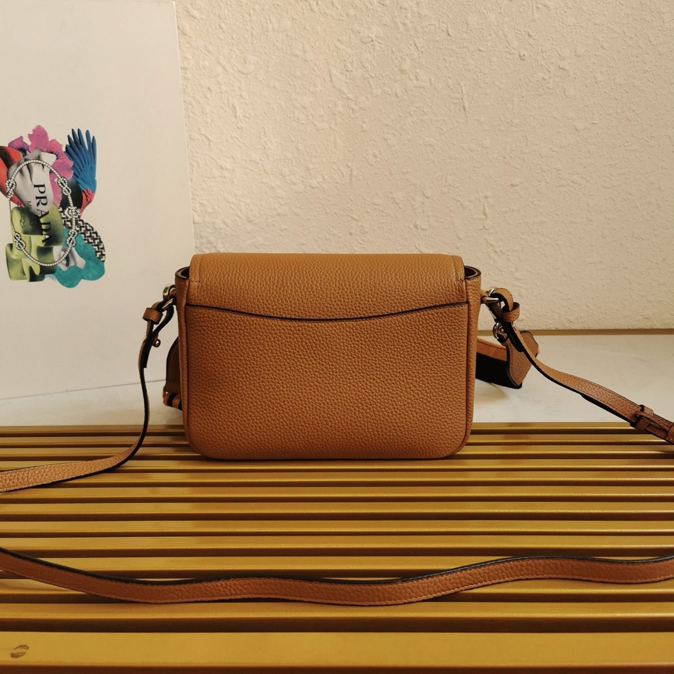Prada Flap Shoulder Bag Fake in Brown angle 5