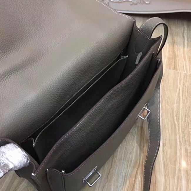 Grey Luxury Replica Hermes Steve Messenger Bag angle 2