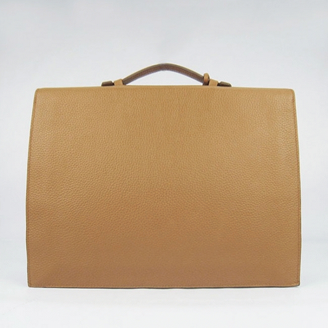 Brown Calf Leather Fake Hermes Sac A Depeches 38cm Briefcase angle 4