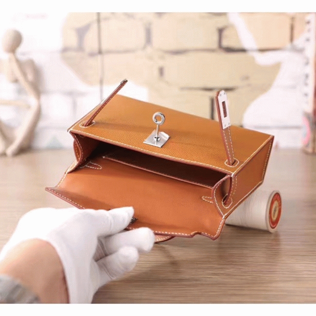 Brown Epsom Knockoff Hermes Kelly 20CM Elegant Handbag angle 5