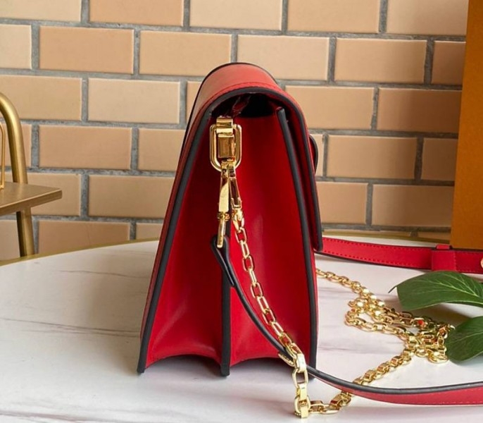 Louis Vuitton Dauphine Lugano MM Bag In Bloody Mary Red angle 4