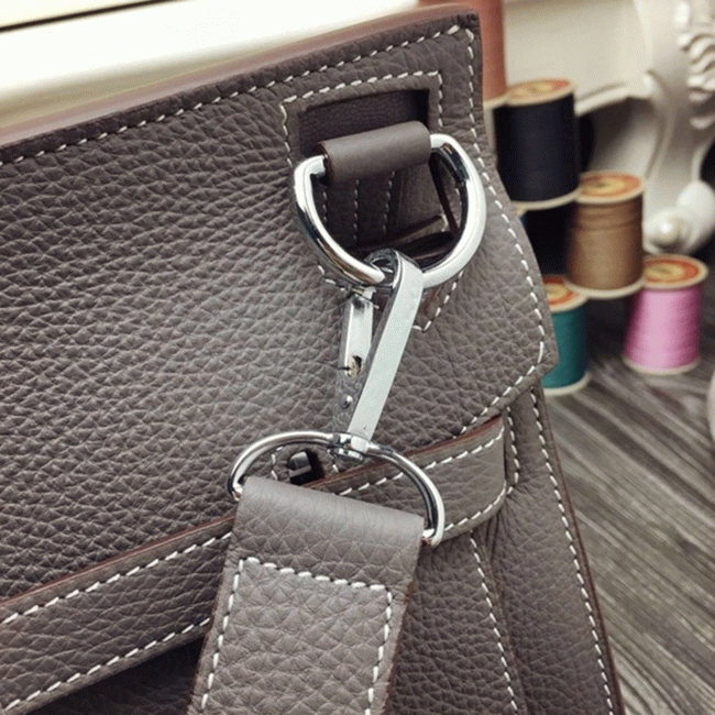 Large grey knockoff Hermes Jypsiere 34cm handbag angle 2