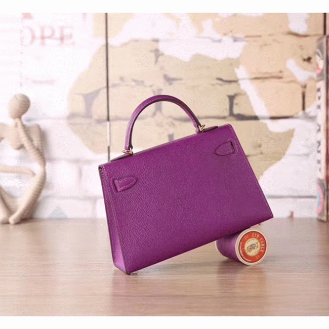 Cyclamen Epsom Fake Hermes Kelly 20cm Pastel Tote angle 4