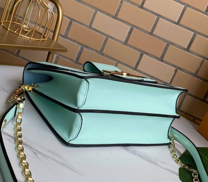Louis Vuitton Dauphine Lugano MM Bag In Bleu Azur Blue angle 5
