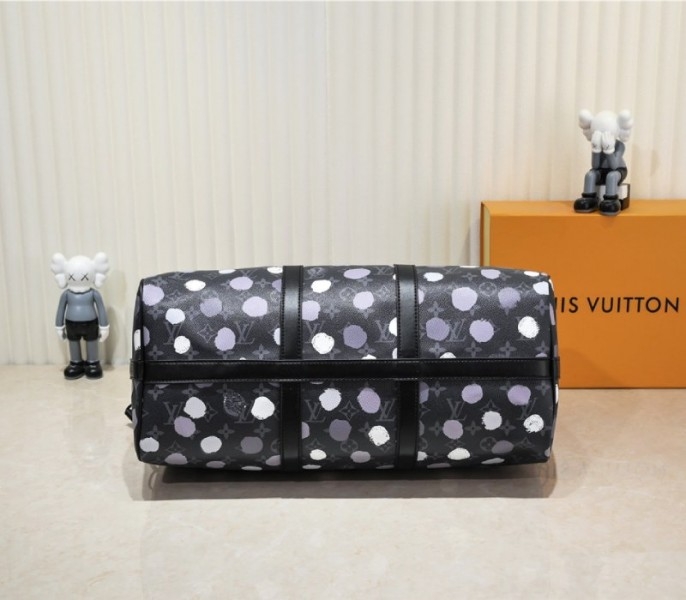 Louis Vuitton X YK Monogram Eclipse Keepall 45 Bandouliere Travel Bag angle 4