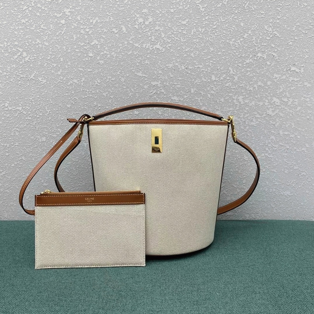 Top Quality Replica Celine Bucket 16 Bag In Textile and Calfskin angle 4