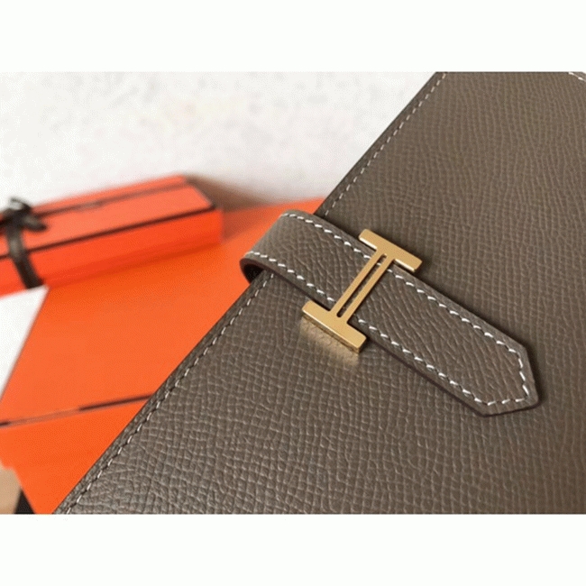 Taupe Epsom Fake Hermes Bearn Wallet angle 2