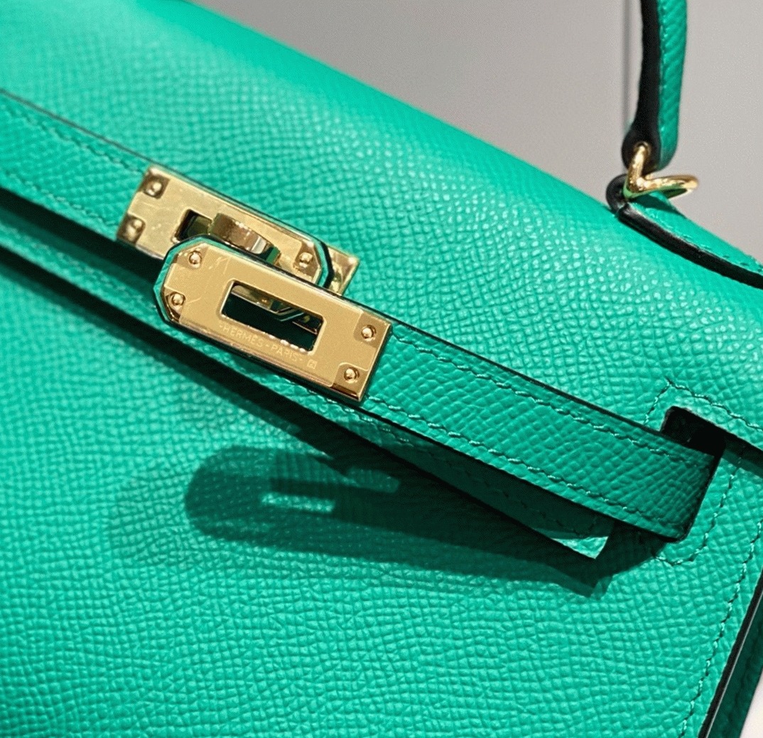 Hermes Kelly Mini II Bag Fake in Vert Jade angle 5