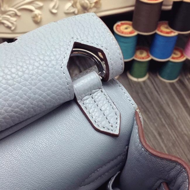 Blue lin fake designer Hermes Jypsiere 31cm handbag angle 2