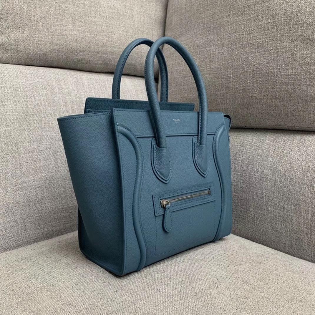 Celine Micro Luggage Tote Bag Knockoff in Slate Blue angle 4