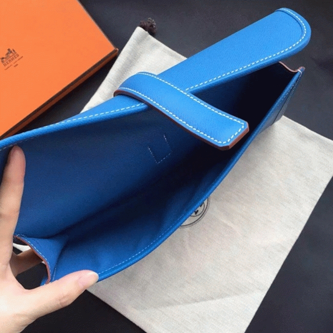 Blue replica Hermes Jige Elan 29 clutch bag angle 3
