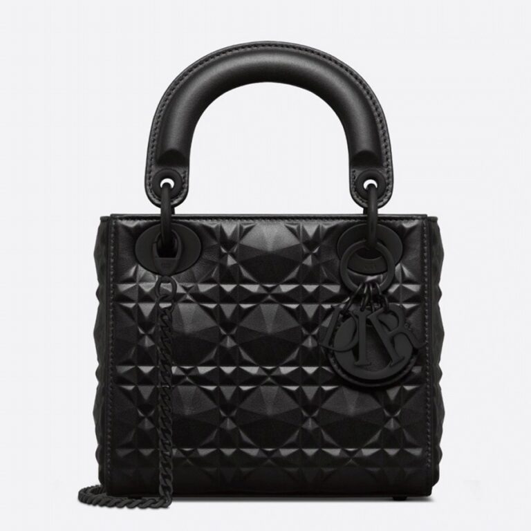 Dior Lady Dior Mini Bag in Black Calfskin with Diamond Motif