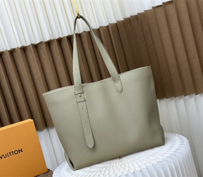Louis Vuitton Low Key Cabas MM Bag In Limestone Gray angle 2