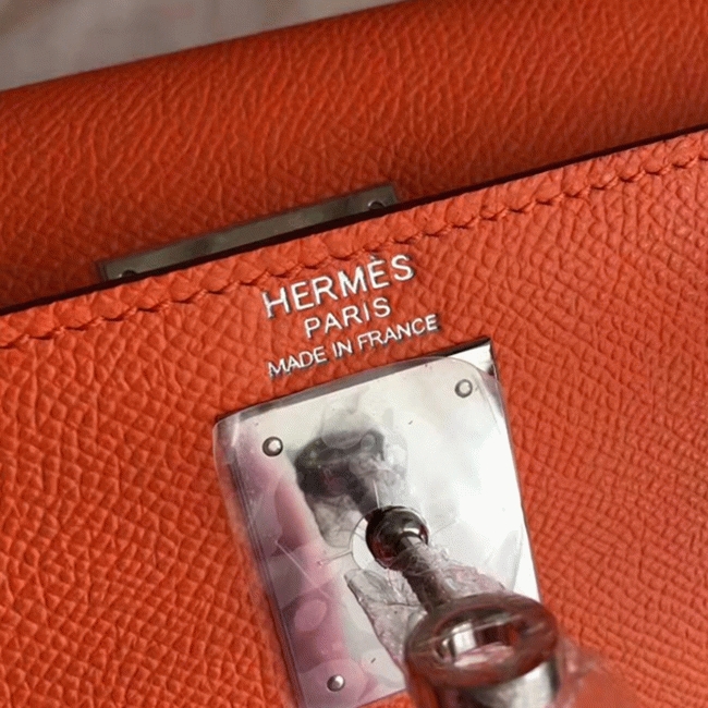 Orange Epsom Replica Hermes Kelly Sellier 28cm Bright Handbag angle 5
