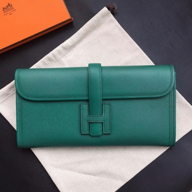 Dark green replica Hermes Jige Elan 29 clutch bag