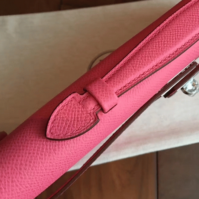 Rose Lipstick Epsom Imitation Hermes Kelly Cut Clutch Stylish Bag angle 2