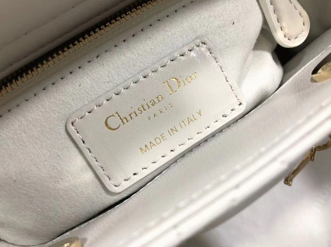 Dior Lady Dior Mini Bag Fake in White angle 4