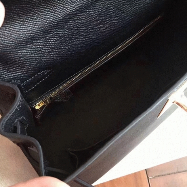 Black Epsom Fake Hermes Kelly Sellier 28cm Stylish Handbag angle 3