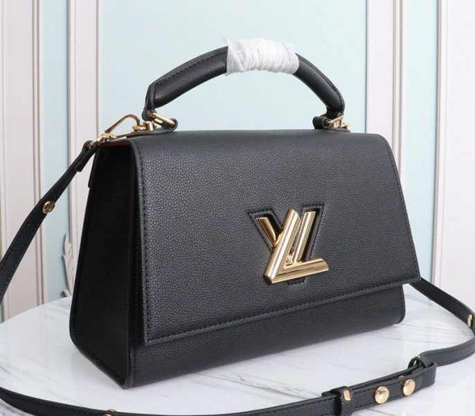 Louis Vuitton Twist One Handle MM Handbag In Black angle 2