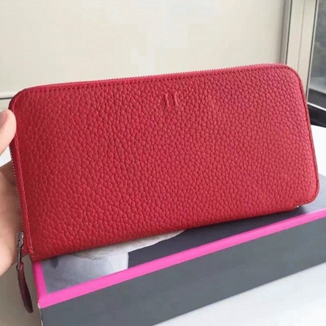 Red Fake Hermes Wallet Azap Zipped