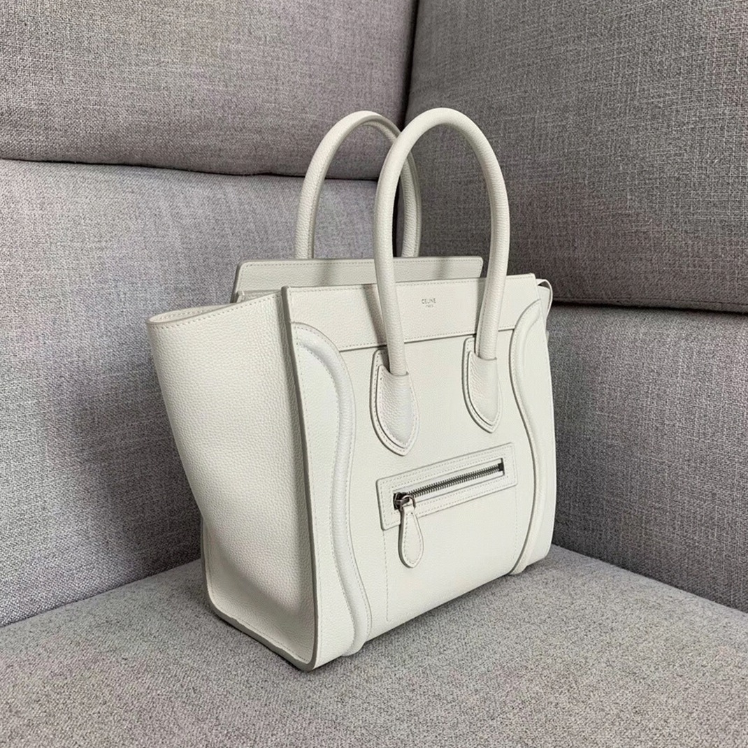 Celine Micro Luggage Tote Bag Fake in White angle 3