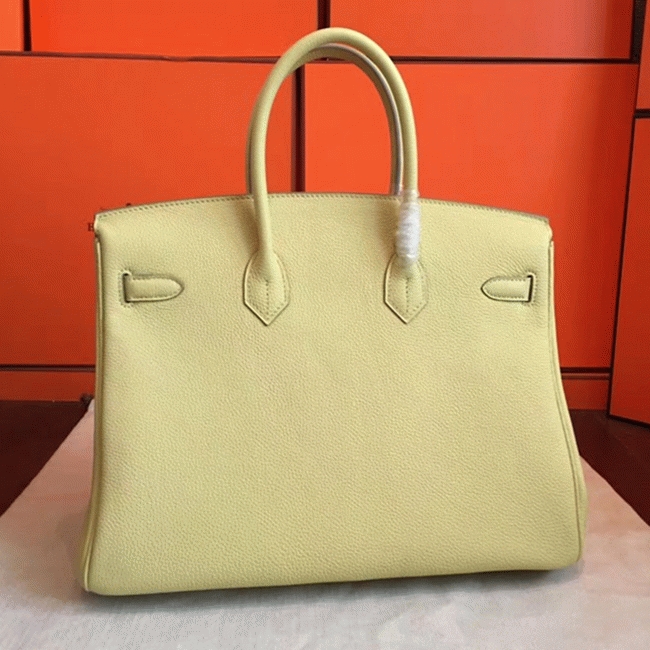 Curry Color Designer Imitation Hermes Birkin 35cm Bag angle 5