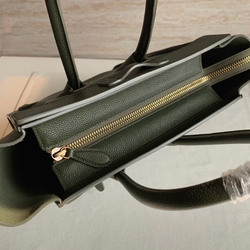 Celine Micro Luggage Tote Bag Knockoff in Khaki Green angle 3