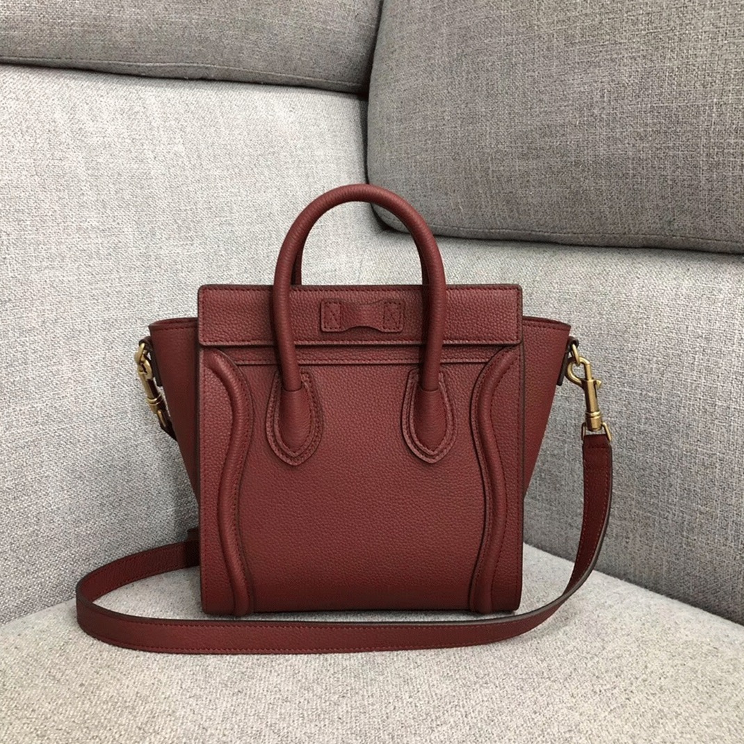 Celine Nano Luggage Tote Bag Fake in Ruby angle 5