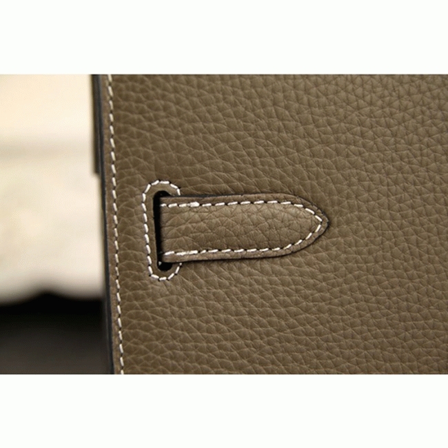 Grey Calf Leather Fake Hermes Kelly Depeche 38cm Briefcase Elegant Bag angle 5