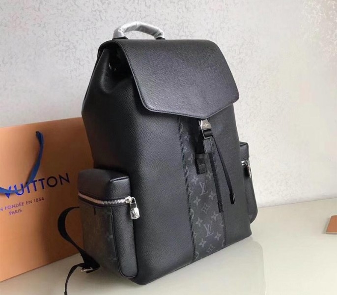 Louis Vuitton Taiga Leather Outdoor Backpack In Eclipse Black angle 2