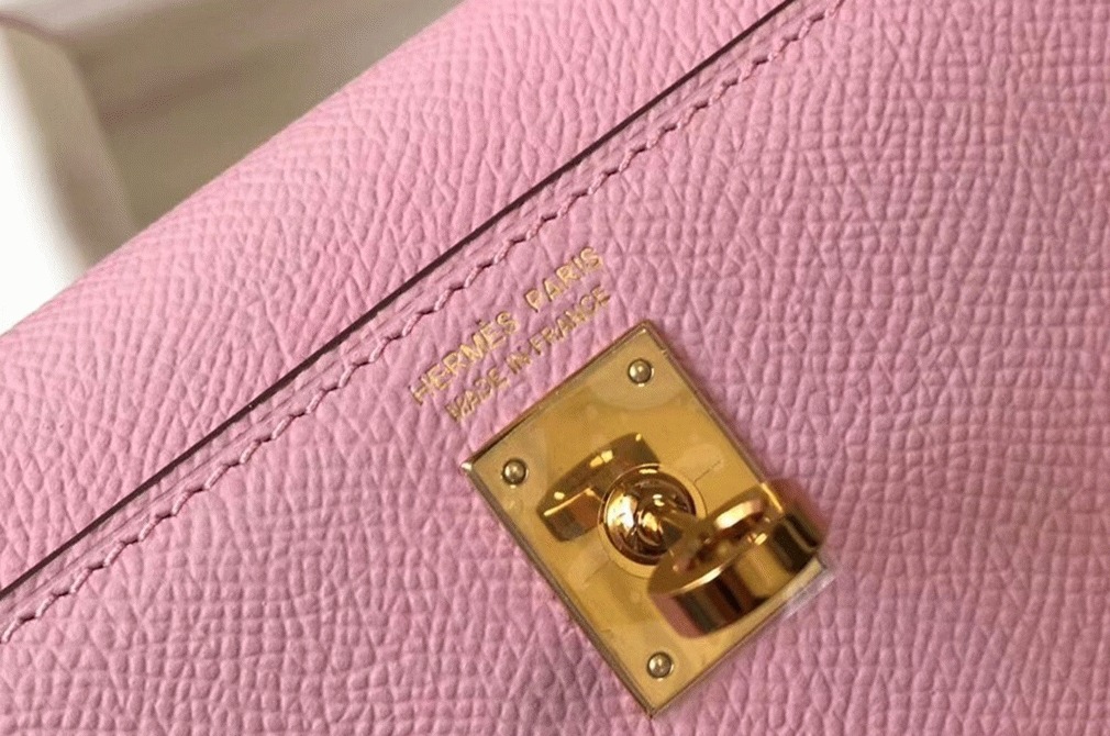 Hermes Kelly Mini II Bag Fake in Mauve Sylvestre angle 5