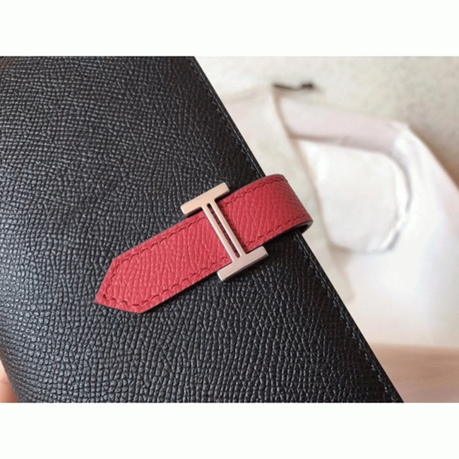 Black Ruby Designer Replica Hermes Bearn Wallet angle 2
