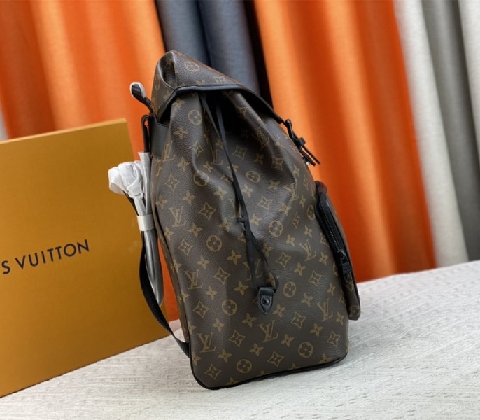 Louis Vuitton Monogram Canvas Montsouris Backpack In Black angle 3