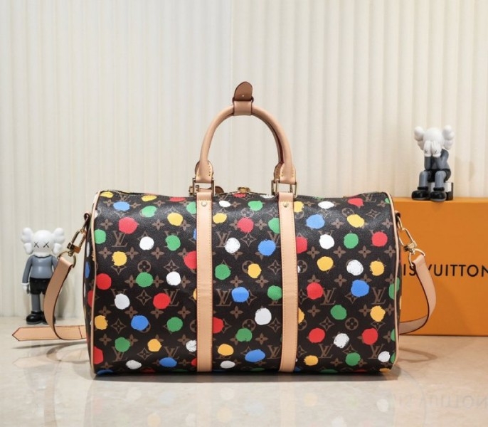 Louis Vuitton X YK Monogram Canvas Keepall Bandouliere 45 Travel Bag angle 3