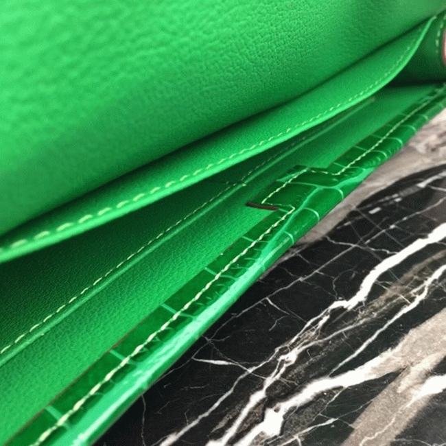 Bambou Knockoff Hermes Jige Elan 29 Green Accent Clutch angle 5