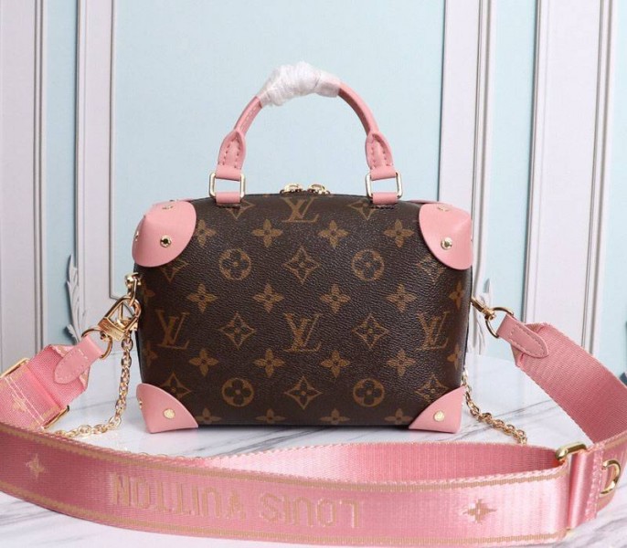 Louis Vuitton Monogram Canvas Petite Malle Souple Handbag In Peche angle 5