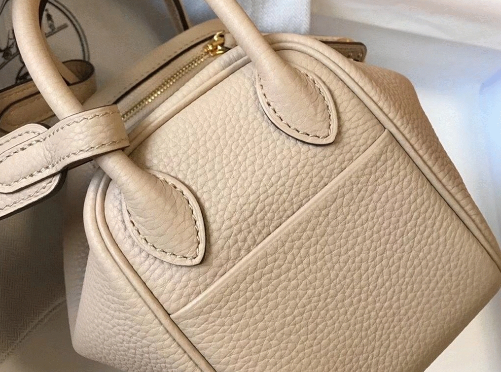Top replica Hermes Lindy Mini handbag in trench color angle 4