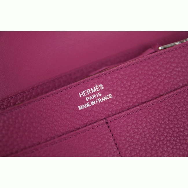 Purple knockoff designer Hermes Dogon combine wallet angle 2